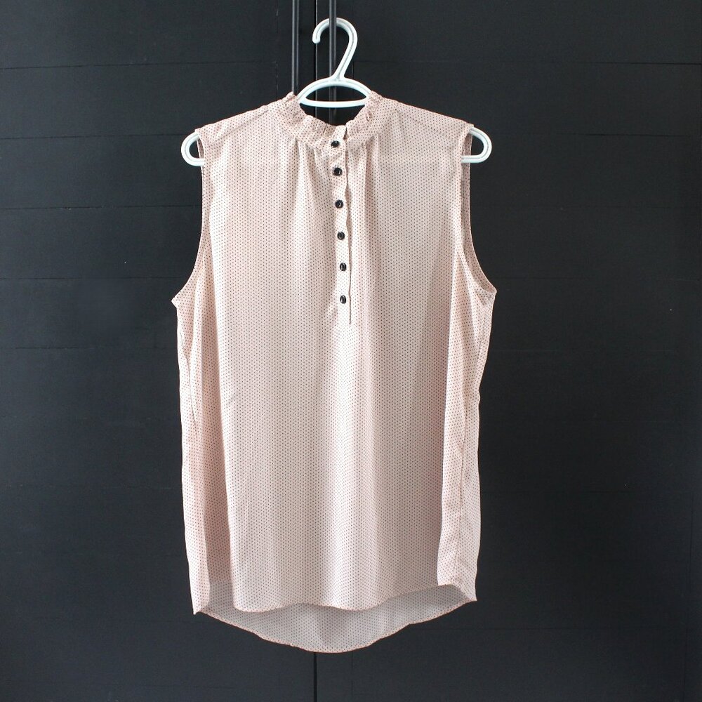 Jasmine & Juliana tan & Black Polka Dot Blouse XL